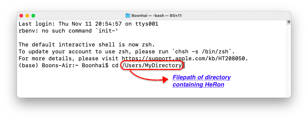 Changing into the example directory