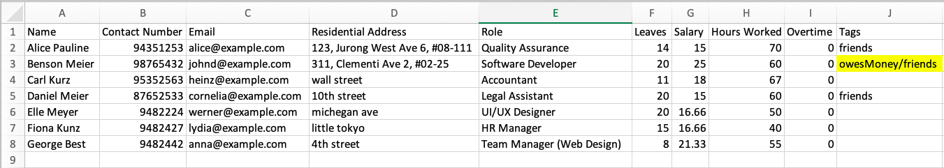 Picture of CSV file with multiple tags